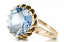 Aquamarine 8-кактовое желтое золото Кольцо Винтаж vrc035x-aq Art Deco Советский винтажный стиль украшений Ар-деко